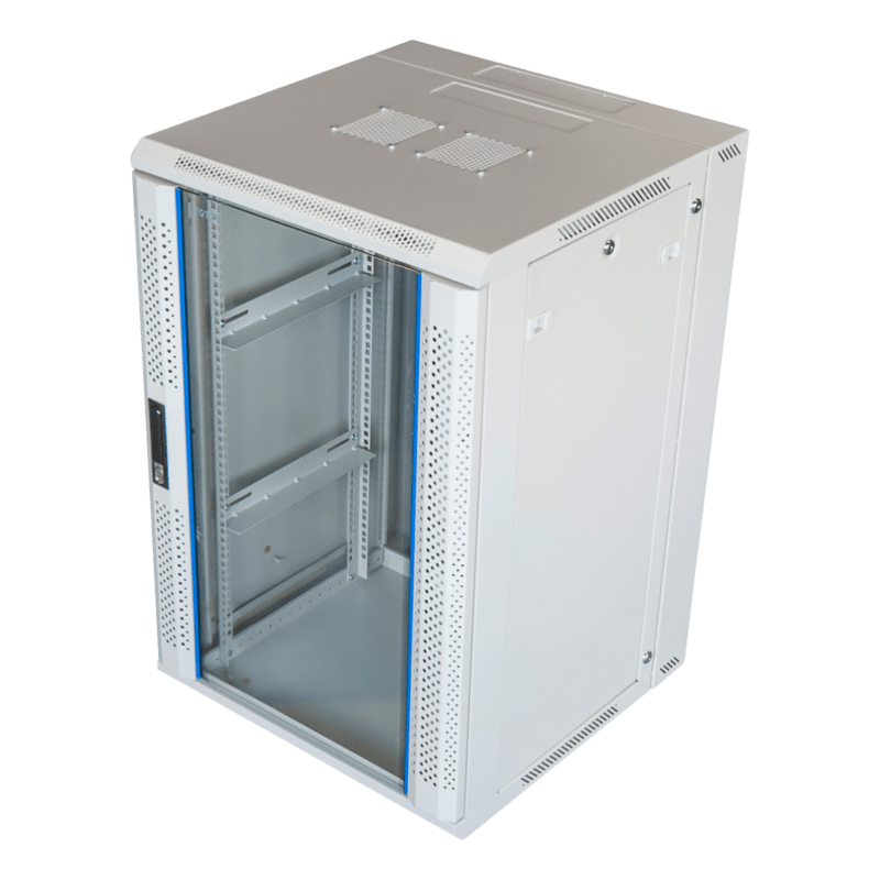 18U witte wandkast (kantelbaar) met metalen deur 600x600x1000mm (BxDxH)itte wandkast (kantelbaar) met metalen deur 600x600x770mm (BxDxH)