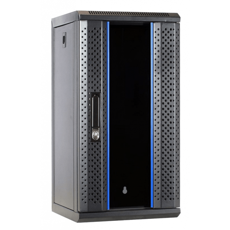 10 inch 12U serverkast met glazen deur 370x450x618mm (BxDxH)