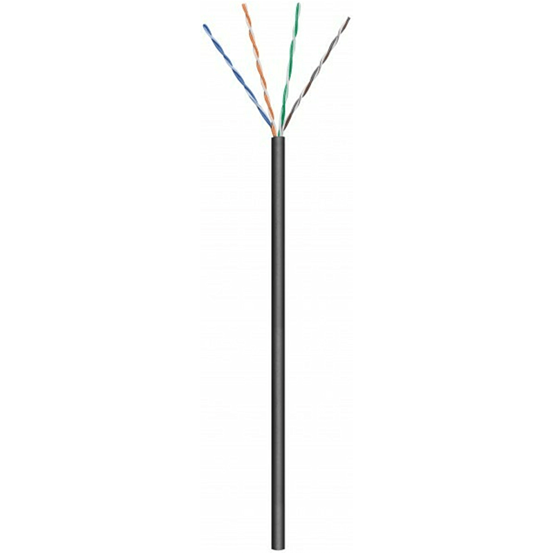 CAT6 netwerkkabel voor buiten op rol 100m soepel zwart CCA - niet afgeschermd